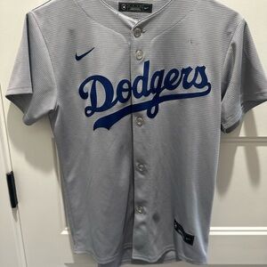 Nike Gray and Blue Dodgers Kids Medium Jersey